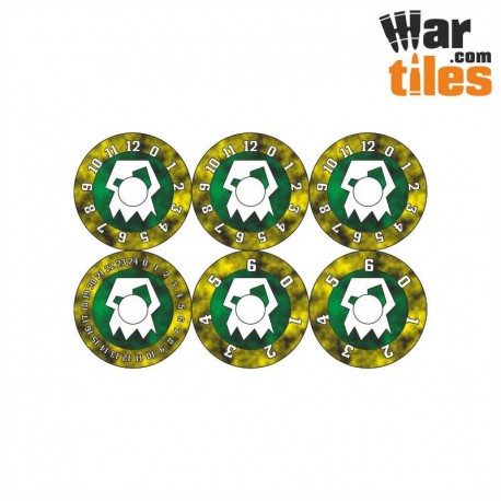Small Wound Dials - Orks (Mad Moons pattern)